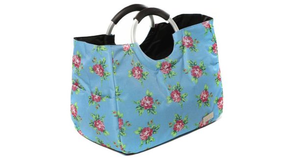 کیف خرید آبی گلدار